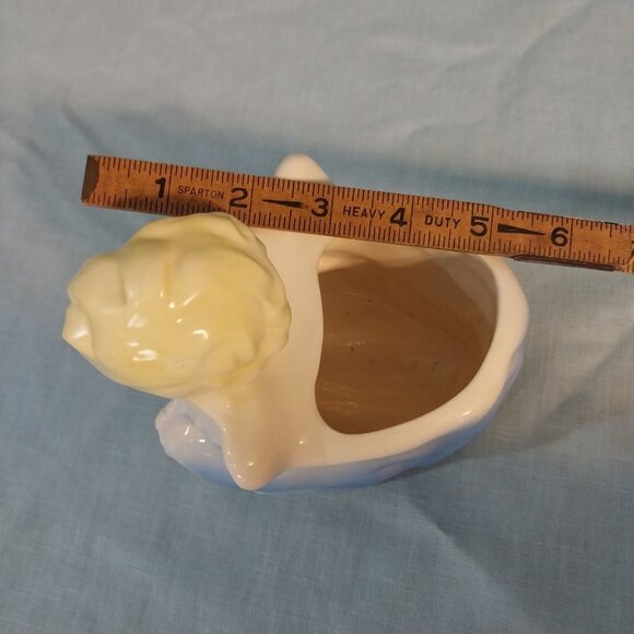 Vintage Ceramic Angel Playing Violin Planter Gold Accents - Picture 7 of 7